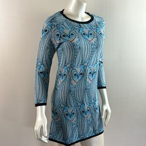 Anthropologie HWR Nestled Owl Print Tunic dress sweater cozy top Artsy